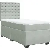 vidaXL Boxspring met matras fluweel lichtgrijs 80x200 cm