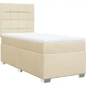 vidaXL Boxspring met matras stof crèmekleurig 90x200 cm