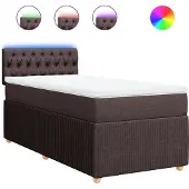 vidaXL Boxspring met matras stof donkerbruin 90x200 cm