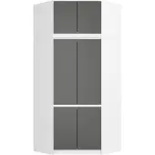 Akord Hoekkledingkast S100 met Opzetstuk / Furniture Factory / Wit - Grafietgrijs / 100 x 235 x 50 cm