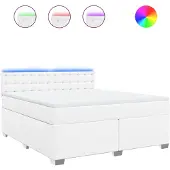 vidaXL Boxspring met matras kunstleer wit 180x200 cm