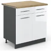 Vicco Fame-Line Keukenonderkast – 80 cm, WB Eik Wit Hoogglans