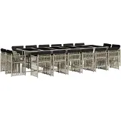 vidaXL 17-delige Tuinset met kussens poly rattan lichtgrijs