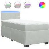 Syfax Boxspring met matras fluweel lichtgrijs 90x200 cm