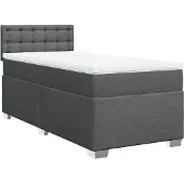 vidaXL Boxspring met matras stof donkergrijs 90x200 cm