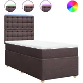 vidaXL Boxspring met matras stof donkerbruin 80x200 cm