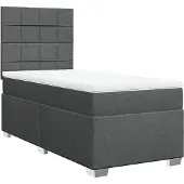 vidaXL Boxspring met matras stof donkergrijs 100x200 cm