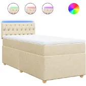 vidaXL Boxspring met matras stof crèmekleurig 90x190 cm