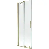 Mexen Velar tweevleugelige verschuifbare badwand 75 x 150 , transparant, goud - 896-075-000-01-50