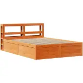 vidaXL Bedframe met hoofdbord massief grenenhout wasbruin 160x200 cm