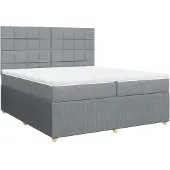 vidaXL Boxspring met matras stof lichtgrijs 200x200 cm