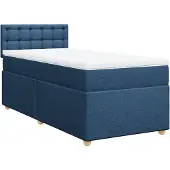vidaXL Boxspring met matras stof blauw 90x200 cm