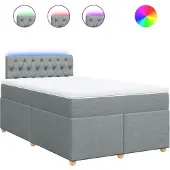 vidaXL Boxspring met matras stof lichtgrijs 120x200 cm