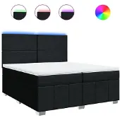 vidaXL Boxspring met matras stof zwart 200x200 cm