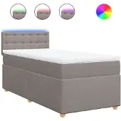 vidaXL Boxspring met matras stof taupe 100x200 cm