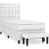 vidaXL Boxspring met matras kunstleer wit 100x200 cm