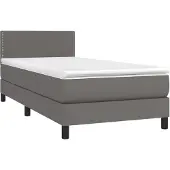 vidaXL Boxspring met matras kunstleer grijs 80x200 cm