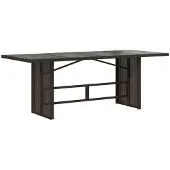 Syfax Tuintafel met glazen blad 190x80x75 cm poly rattan bruin