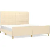 vidaXL Bedframe zonder matras stof crèmekleurig 160x200 cm