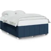 vidaXL Bedframe zonder matras stof blauw 140x200 cm