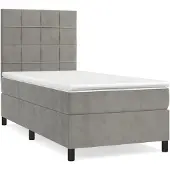 Syfax Boxspring met matras fluweel lichtgrijs 90x190 cm