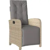 Syfax Tuinstoel verstelbaar met voetensteun poly rattan gemengd beige