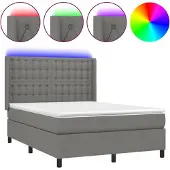 Syfax Boxspring met matras en LED stof donkergrijs 140x190 cm