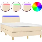 vidaXL Boxspring met matras en LED stof crèmekleurig 120x190 cm