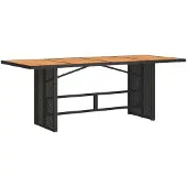 Syfax Tuintafel met acaciahouten blad 190x80x74 cm poly rattan zwart