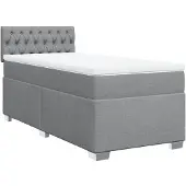 vidaXL Boxspring met matras stof lichtgrijs 100x200 cm