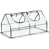 En.casa Mini-kas Laubach, 120x60x60 cm. Folie-kas voor buiten. Kas met rits en 2 ramen. Transparant