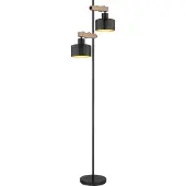Globo Lighting Zwarte vloerlamp rond landelijk Globo Rielly