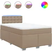 vidaXL Boxspring met matras kunstleer cappuccinokleurig 120x190 cm