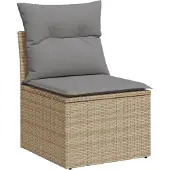vidaXL Tuinbank zonder armleuning met kussens poly rattan beige