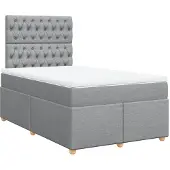 vidaXL Boxspring met matras stof lichtgrijs 120x190 cm