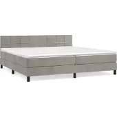 Syfax Boxspring met matras fluweel lichtgrijs 200x200 cm