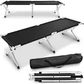 Tresko XXL Campingbed Veldbed 190 x 64 x 44 cm Metalen Buis | Belastbaar tot 150 kg | Opklapbaar Logeerbed met Draagtas | Lichtgewicht Klapbed voor Camping Festival Vissen Tuin