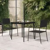 Prolenta Maison Exclusive - Tuin-eettafel, zwart, 80x80x74 cm, staal en glas