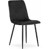 Leobert Eetkamerstoel LAVA - Zwart - Zwarte Metalen Poten - Velvet Bekleding - Industriële Stijl, Max. 110 kg, Ergonomisch Design, Comfortabele Zitting