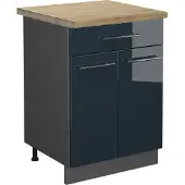 Vicco Fame-Line Keukenonderkasten – 60 cm met lade, WB Eik Donkerblauw hoogglans