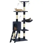 Syfax Kattenkrabpaal met sisal krabpalen 138 cm donkerblauw