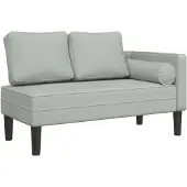 vidaXL Chaise longue met kussen, lichtgrijs, fluweel