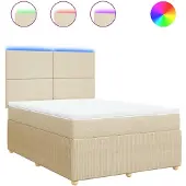 vidaXL Boxspring met matras stof crèmekleurig 160x200 cm