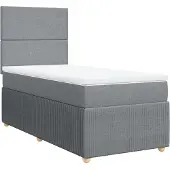 vidaXL Boxspring met matras stof lichtgrijs 90x200 cm
