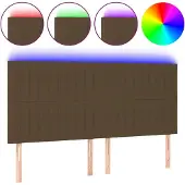 vidaXL Hoofdbord LED 200x5x118/128 cm stof donkerbruin
