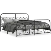 vidaXL Bedframe met hoofd- en voeteneinde metaal zwart 183x213 cm