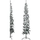 Prolenta Maison Exclusive - Kunstkerstboom, half, met sneeuw, slank, 240 cm