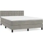 Syfax Boxspring met matras fluweel lichtgrijs 140x190 cm