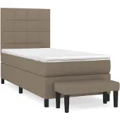 vidaXL Boxspring met matras stof taupe 80x200 cm