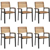 vidaXL Tuinstoelen 6 st stapelbaar massief acaciahout en metaal